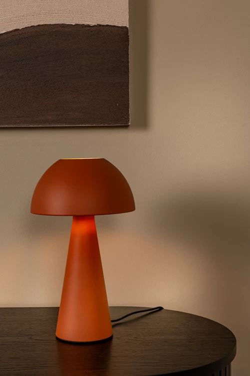 Lucide JORGO - Lámpara de mesa - Ø 20 cm - 1xE27 - Terracota | Essential - ambiente 1